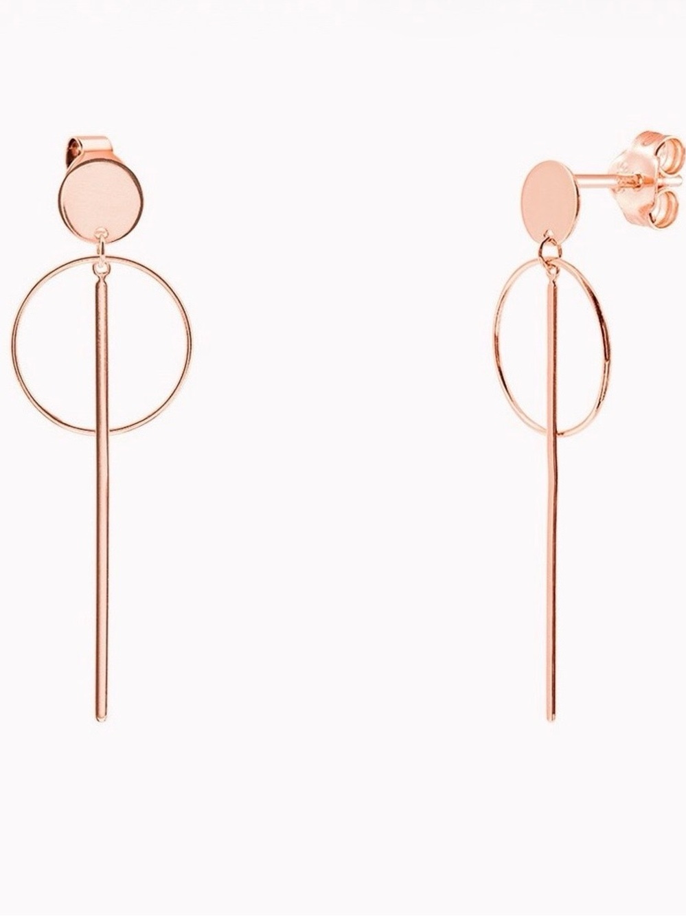 18k Rose gold geometric minimalist pair of earrings